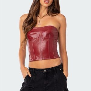 Miss Faux Leather Lace Up Corset Edikted